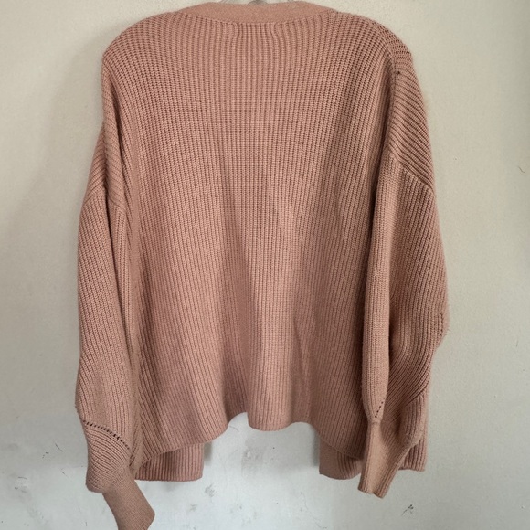 Janice Apparel Womens Pink Ribbed Knit Pom Pom Open Cardigan Sweater, Size Large - Picture 5 of 5